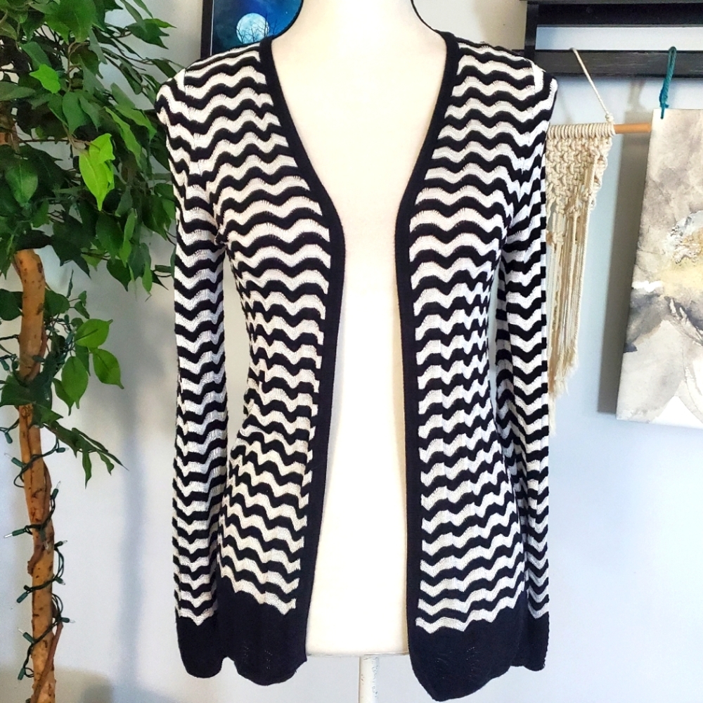 LOFT striped mixed knit cardigan S